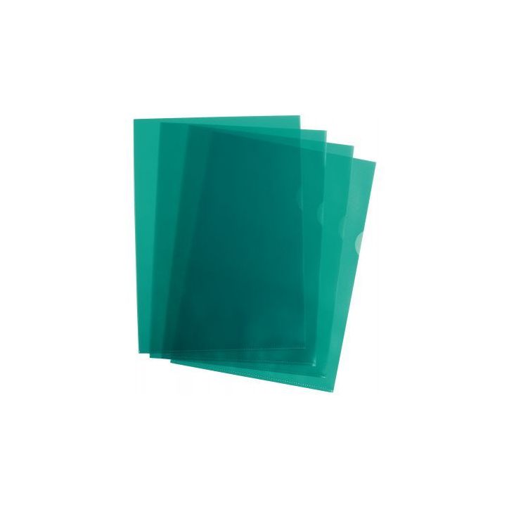 Boîte de 100 pochettes coin en polypropylène grainé 9/100 ème format 21x29,7 cm  vert 100745402