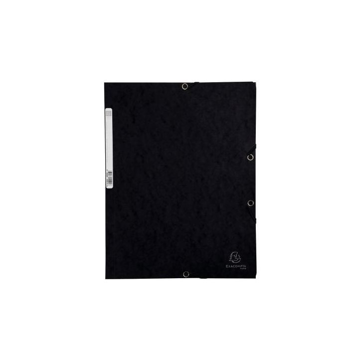 Chemise 3 rabats à élastiques en carte lustrée 400g, noir 55501E EXACOMPTA