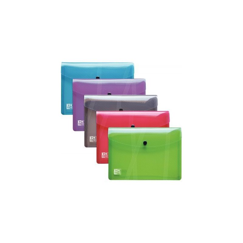 Achetez Paquet de 5 enveloppes en polypropylène pour format A5 fermeture par bouton pression couleu..