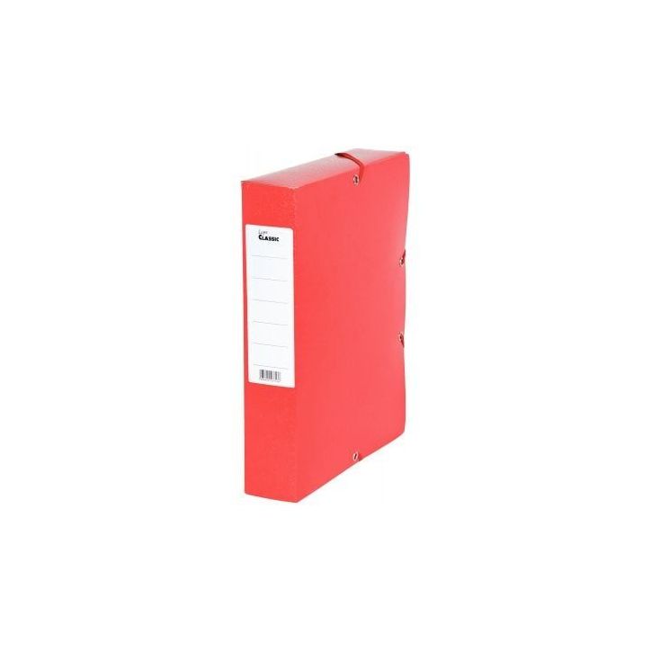 PERGAMY Boîte de classement à  élastique en carte lustrée 7/10, 600g. Dos 60mm. Coloris Rouge.