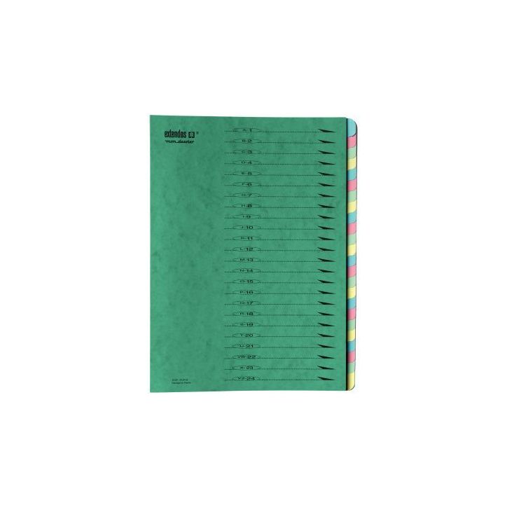 Trieur en carte forte EXTENDOS 24 compartiments, coloris vert 223.24 VERT EXTENDOS