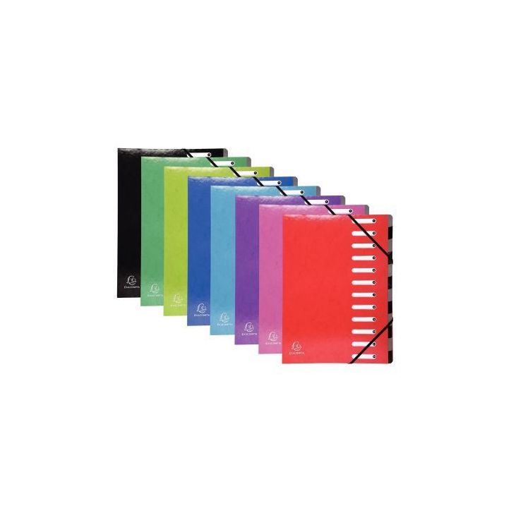 Trieur en carte pelliculée IDERAMA dos extensible 12 compartiments, coloris assortis 53929E IDERAMA EXACOMPTA