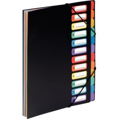 Achetez VIQUEL Trieur vertical RAINBOW 12 compartiments à  soufflet en polypro 5/10, Noir intérie..