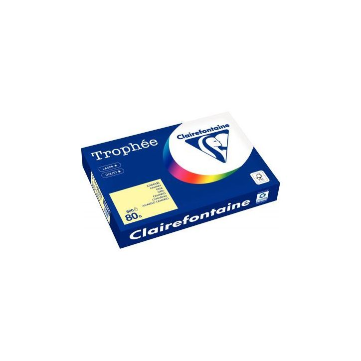 CLAIREFONTAINE Ramette de 500 feuilles papier couleur TROPHEE 80 grammes format A3 canari 1884