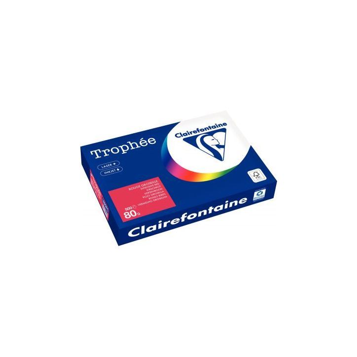 Carton de 3 ramettes de 500 feuilles format A3 80g rouge groseille 36824 X3 TROPHEE CLAIREFONTAINE
