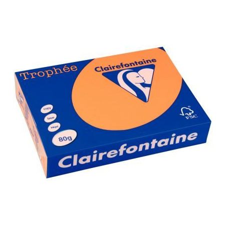 Achetez CLAIREFONTAINE Ramette de 500 feuilles papier couleur TROPHEE 80 grammes format A4 clementin..