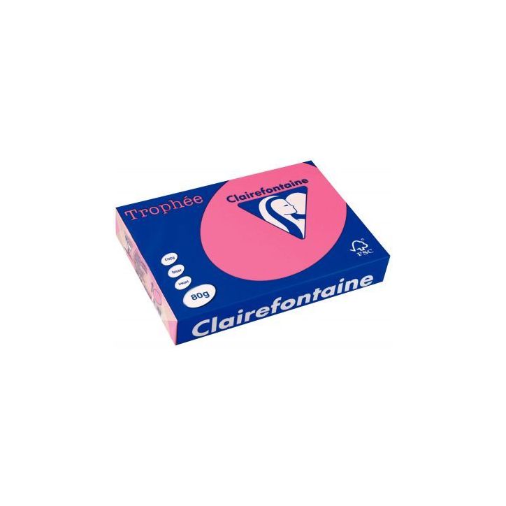 CLAIREFONTAINE Ramette de 500 feuilles papier couleur TROPHEE 80 grammes format A4 Rose Fuchsia 1771