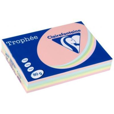 Achetez CLAIREFONTAINE Ramette 5x100F papier couleur Trophée 80g A3 assortis pastel Rose,canari,ver..