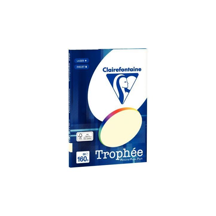 Paquet de 50 feuilles format A4 160g ivoire CLAIREFONTAINE 4154C TROPHEE CLAIREFONTAINE