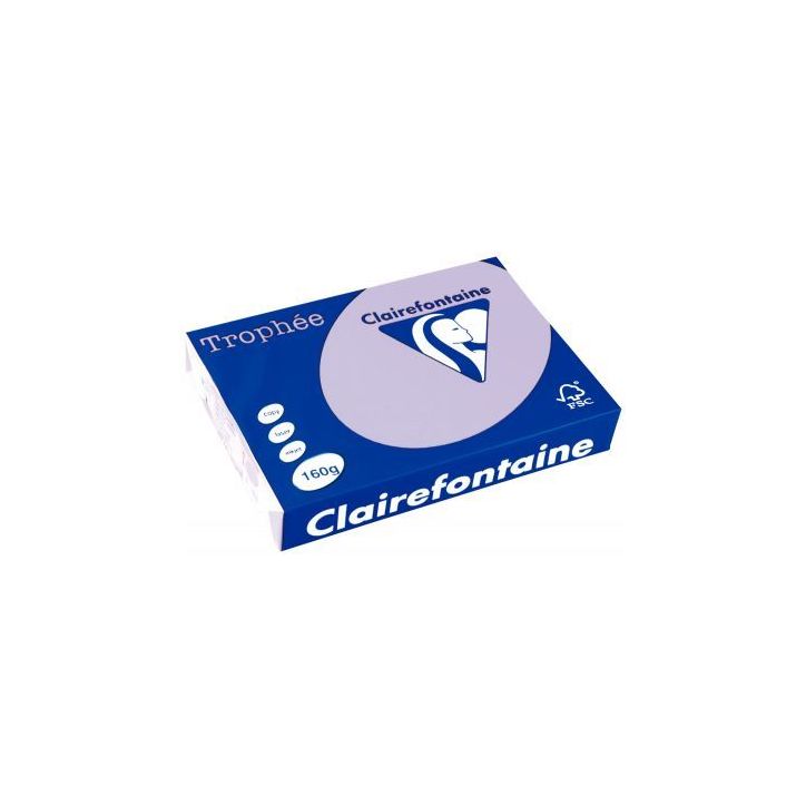 CLAIREFONTAINE Ramette de 250 feuilles papier couleur TROPHEE 160 grammes format A4 lilas 1043
