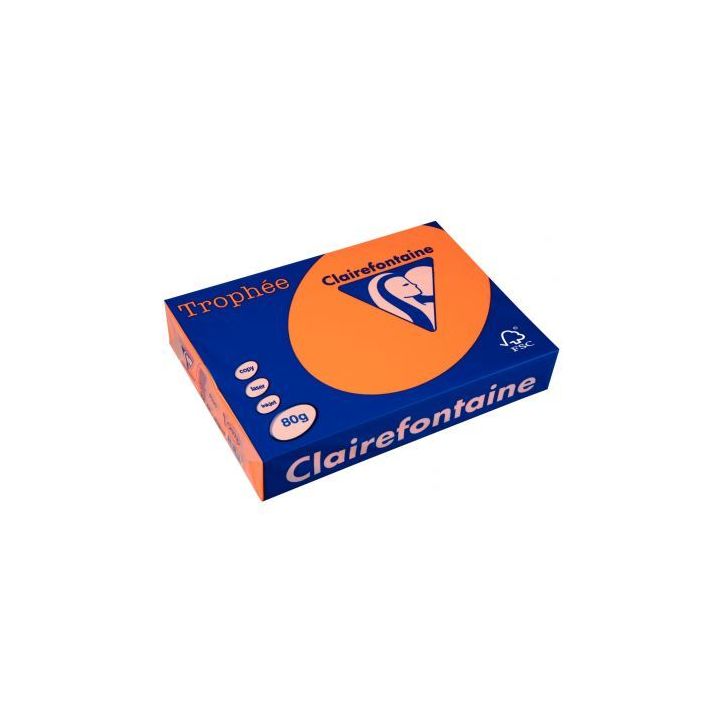 TROPHEE A4 80G FSC COUL FLUO X500F ORANGE 2978