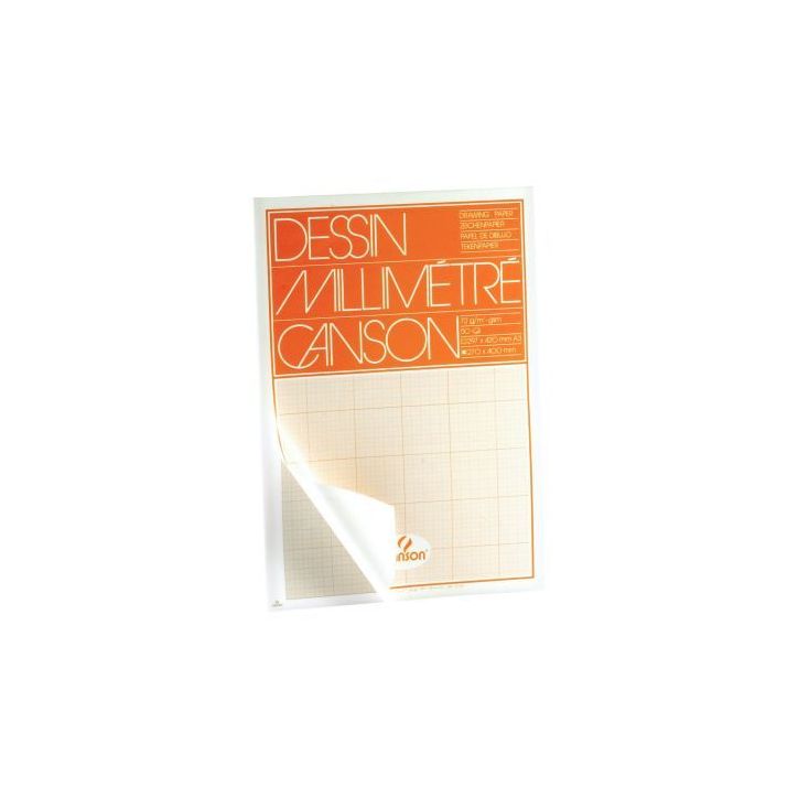 Bloc de 50 feuilles à  dessin millimétré, format A3 : 29,7x42 cm bistre C200067109 CANSON