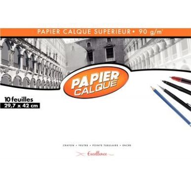 Achetez Pochette de 10 feuilles papier calque uni, 90 g 29,7x42 cm 43009MAJUSC CLAIREFONTAINE pas ch..