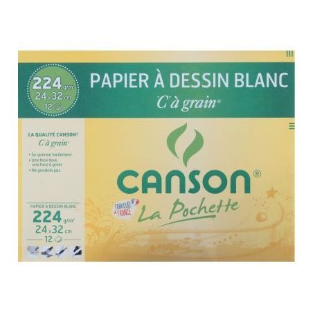 Achetez Pochette de 12 feuilles à  dessin C à  grain 224 g, format 24x32 cm C200027103 CANSON pa..