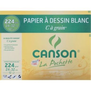 Achetez Pochette de 12 feuilles à  dessin C à  grain 224 g, format 24x32 cm C200027103 CANSON pa..