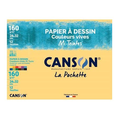 Achetez Pochettes de 12 feuilles mi-teintes 160g 24x32cm couleurs vives C200002776 MI-TEINTE CANSON ..