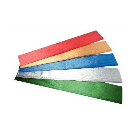 Achetez Paquet de 5 feuilles de crépon métallisé 250x50 cm  assortis : Or, argent, bleu métal, r..