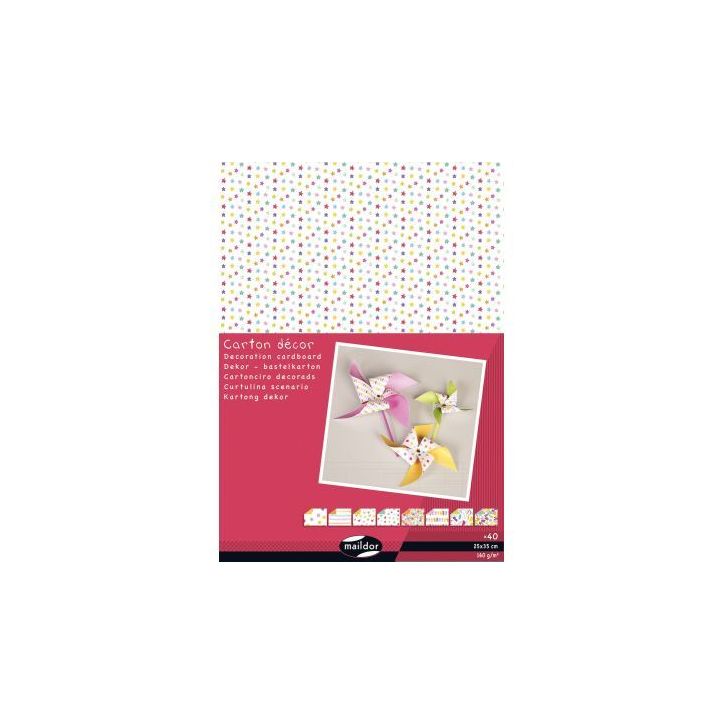 Paquet de 40 feuilles carton décoration assorties 25 x 35 cm 354597C