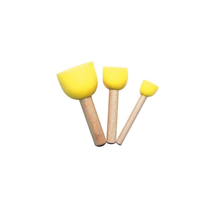 Lot de 30 pochoirs ronds, manche en bois, embout en mousse 1750/72215