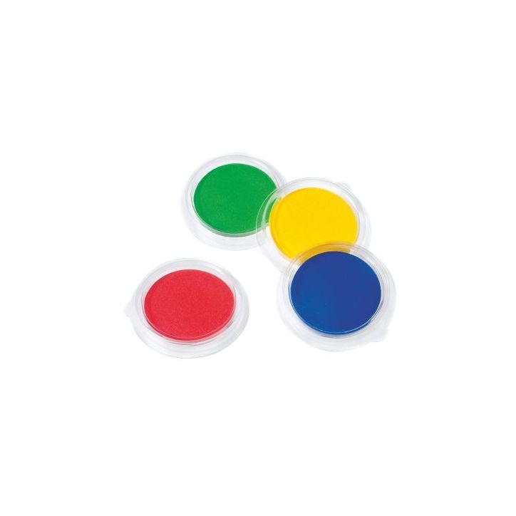 Lot de 12 encreurs, diamètre 9 cm. 4 couleurs assorties : bleu, vert, jaune et rouge ATP800083