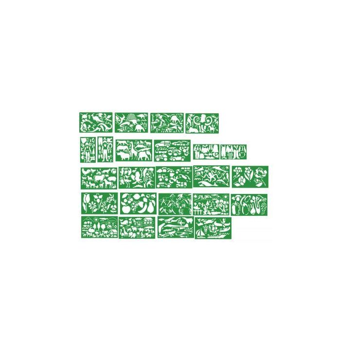 Lot de 24 pochoirs en plastique, thèmes assortis Q2624 QUERCETTI