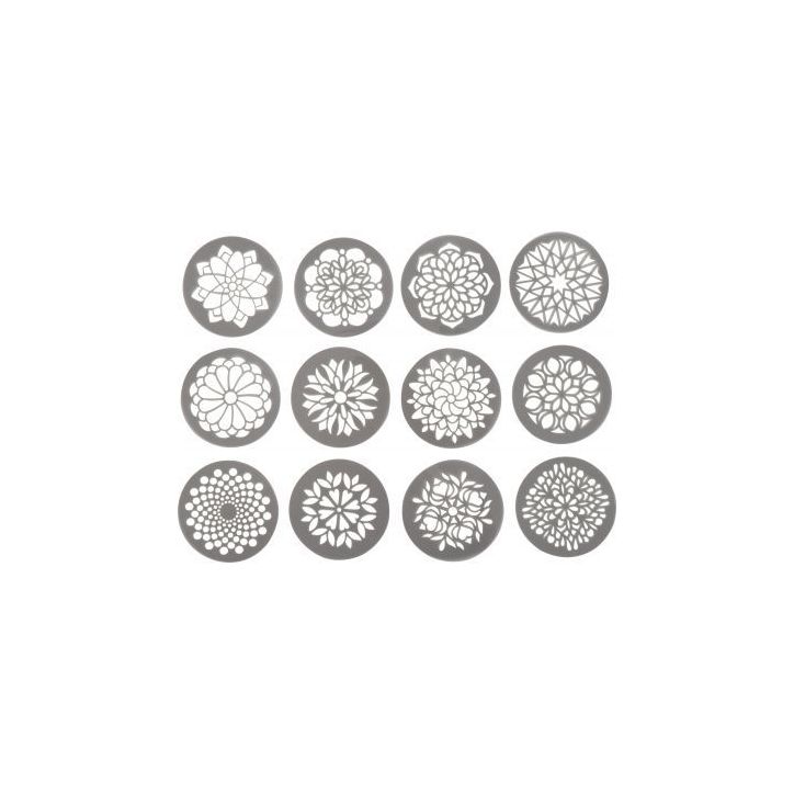 Lot de 12 pochoirs ronds Mandala 15093017