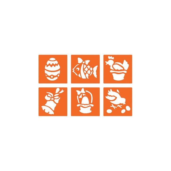 Paquet de 6 pochoirs en plastique, Pâques 225340 GRAINE CRE