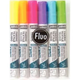 Achetez Pochette de 6 feutres pour tissus, couleurs fluorescentes assorties 803502 PEBEO pas cher su..