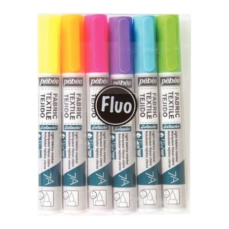 Achetez Pochette de 6 feutres pour tissus, couleurs fluorescentes assorties 803502 PEBEO pas cher su..