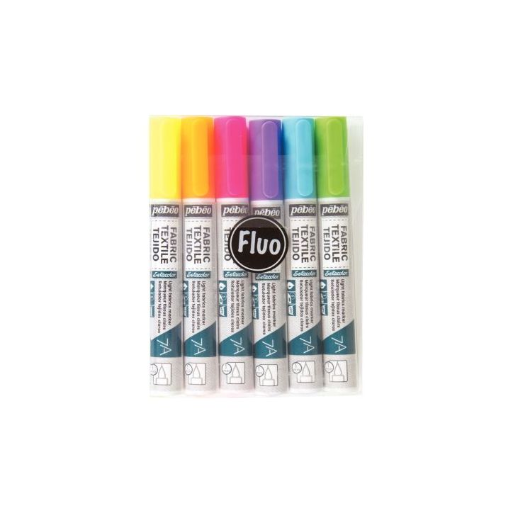 Pochette de 6 feutres pour tissus, couleurs fluorescentes assorties 803502 PEBEO