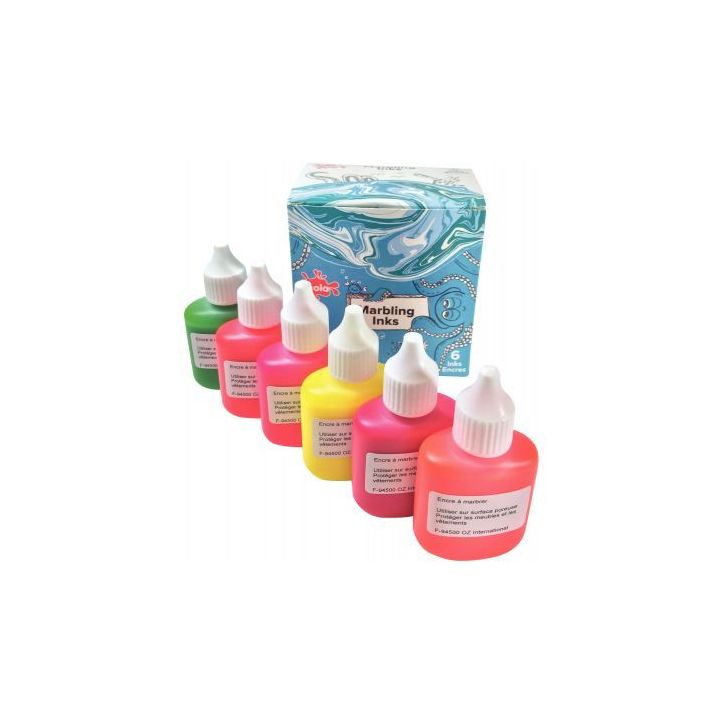 Kit de marbling 6 flacons 25ml, couleurs fluorescentes MIF25/6/A