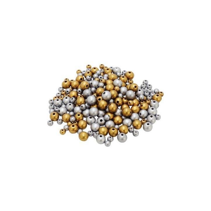 Seau de 600 perles en bois coloris Or et argent 2040