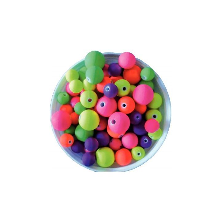 Pot de 100 grammes de perles rondes en plastique fluo 123525