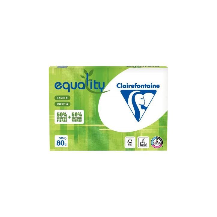 Ramette de 500 feuilles format A3 80g 50% recyclé EQUALITY 1501C CLAIREFONTAINE