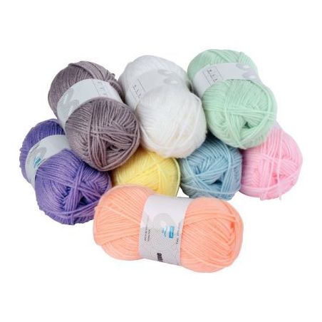 Achetez Lot de 8 pelotes de laine coloris pastel en 50g 1968 pas cher sur Ma Rentrée Scolaire