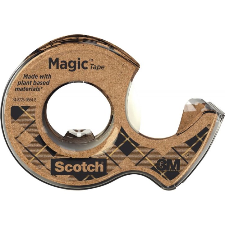 Dévidoir transparent en plastique 100% recyclé avec rouleau Scotch Magic 19 mm x 20 m L2413 SCOTCH 3M