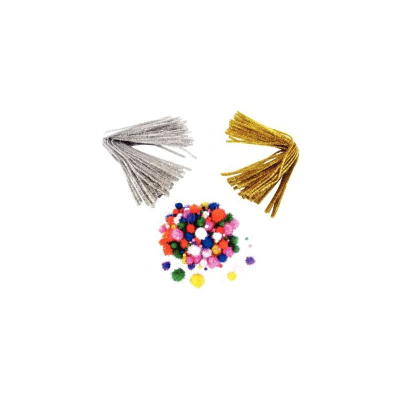 Achetez Pack économique chenilles, pompons glitter coloris assortis L607907 pas cher sur Ma Rentré..
