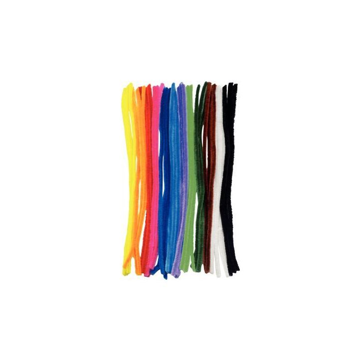 Sachet de 36 chenilles diamètre 6mm longueur 30cm. 12 coloris assortis 2186