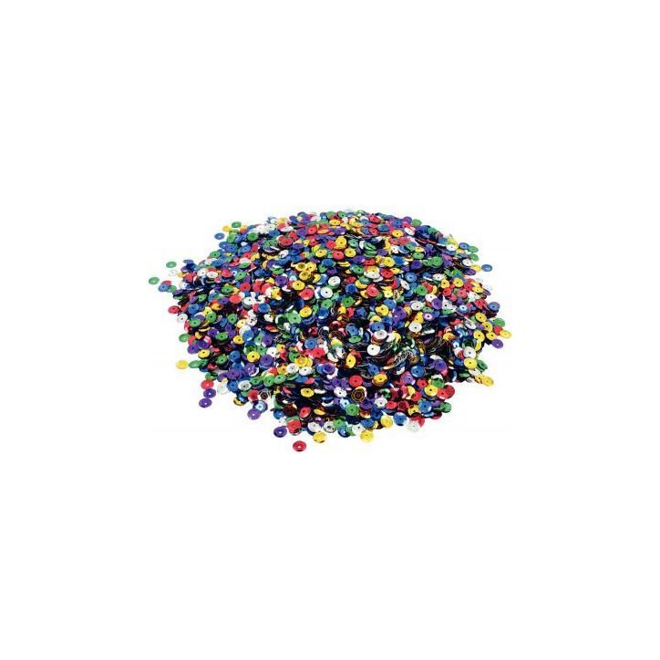 Pot de 178 grammes de sequins ronds incurvés, perforés diamètre 7 mm, assortis 71703