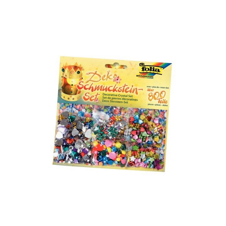 Sachet de 800 pierres décoratives en plastique à coller assorties 12419