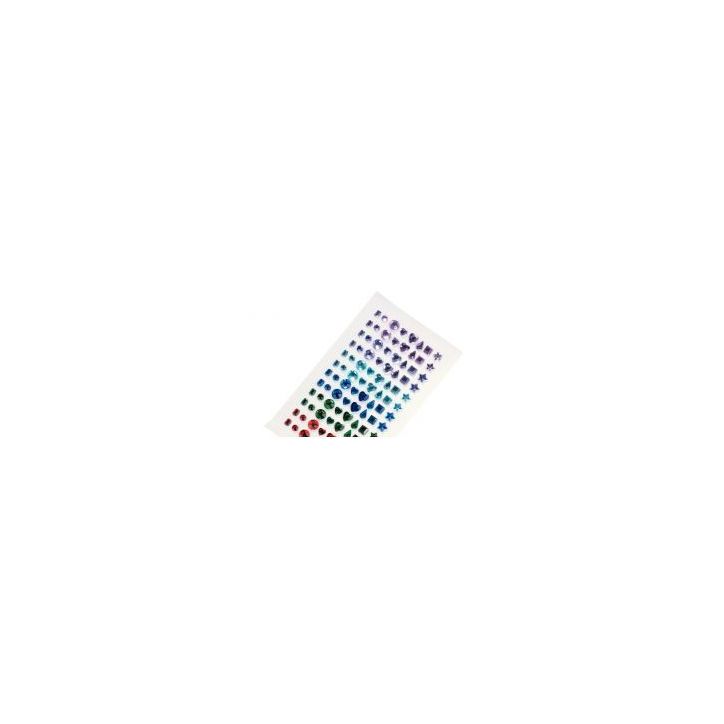 Lot de 96 strass autocollants, imitation pierres précieuses assortis 500416
