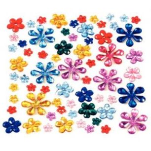 Achetez Sachet de 200 pierres décoratives en plastique à coller forme fleurs assorties 1242 pas ch..