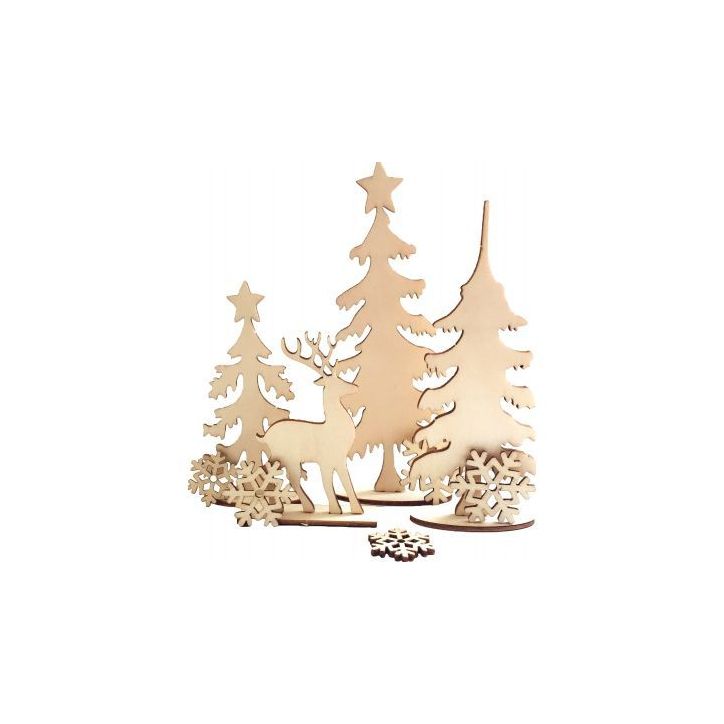 Planche décor forêt de Noël en bois 101212