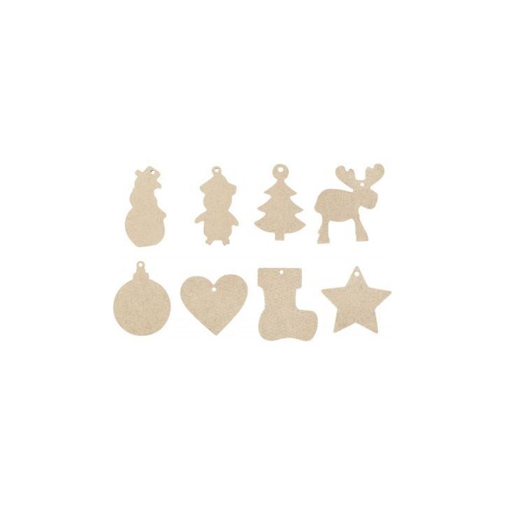 Lot de 80 décorations de Noël en bois assorties 2052