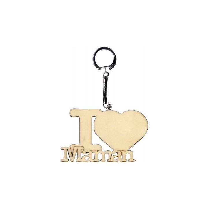 Porte-clés en bois "I love Maman" 14001714