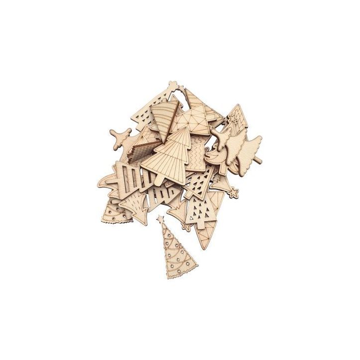 Lot de 30 minis sapin en bois a décorer 2274