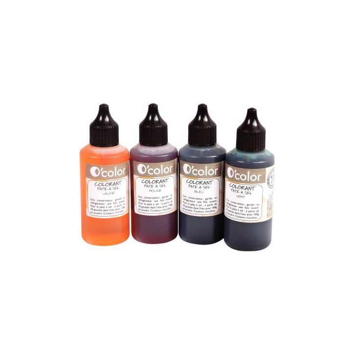 Boîte de 4 flacons de 60ml de colorant pour pâte à sel CAL4X60PET_01/39929 O'COLOR
