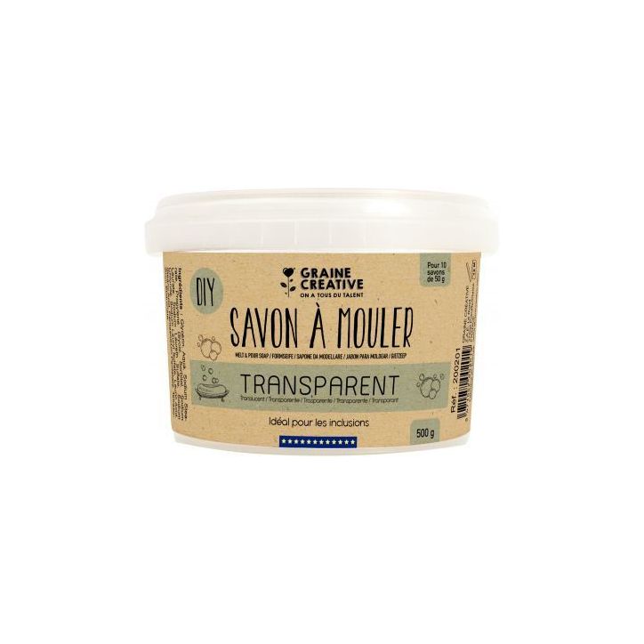Pot de 500 grammes de savon à mouler transparent 200201
