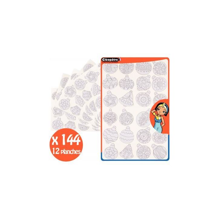 Pochette de 144 gommettes boules de Noël à colorier GS31/12 CLEOPATRE