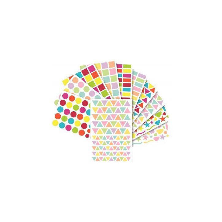 Blister d'environ 1348 gommettes géométriques et fantaisies assorties AE064 O MAILDOR CLAIREFONTAINE